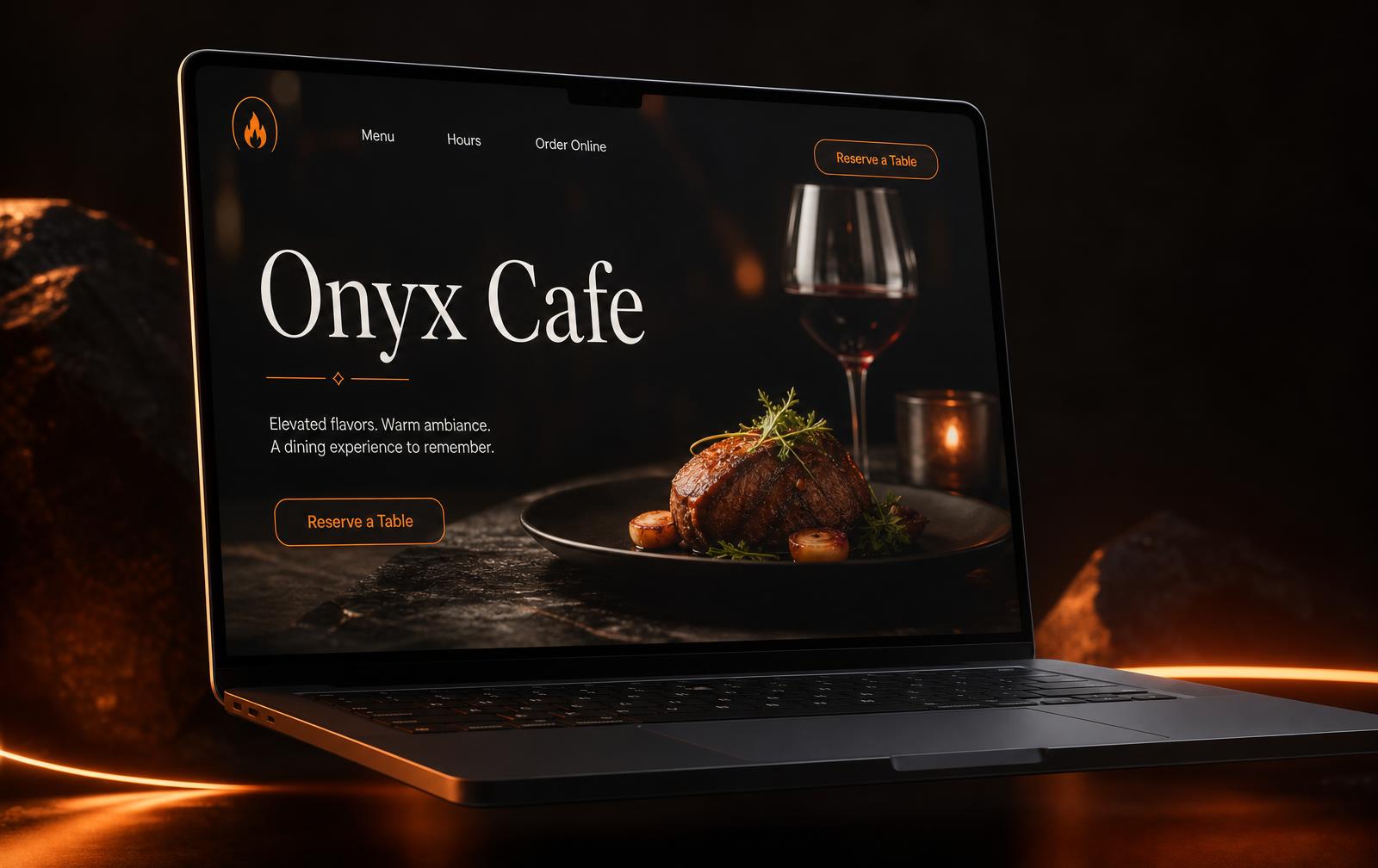 3D render of the Onyx Cafe business website