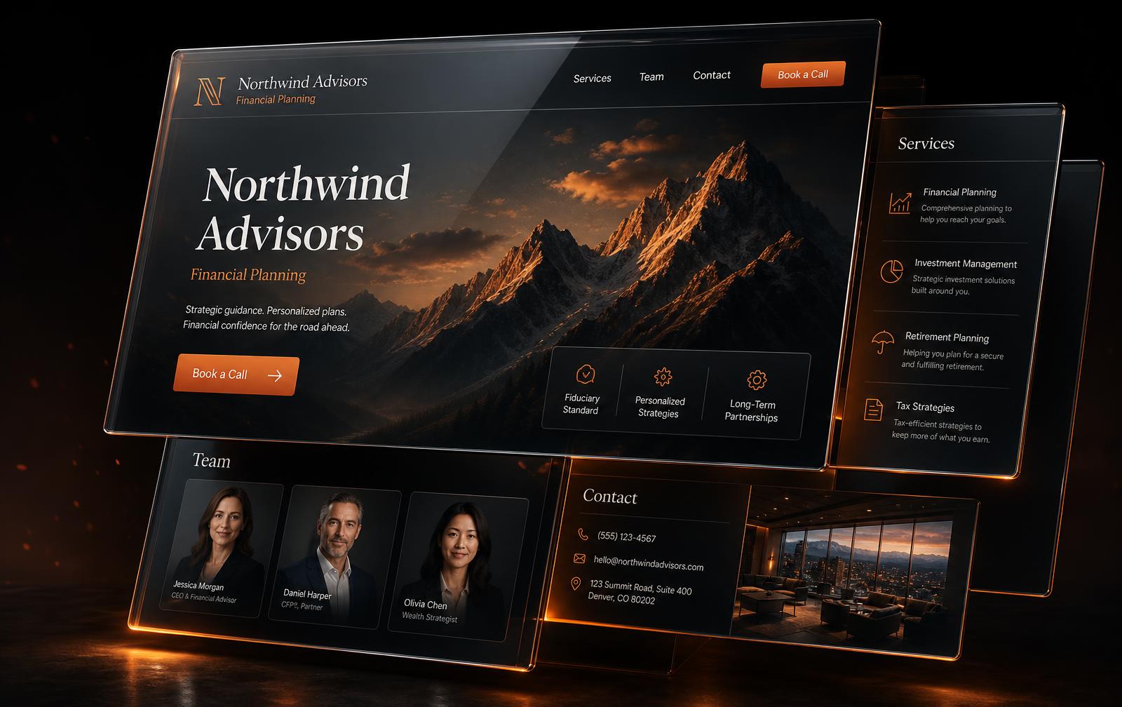 3D render of the Northwind Advisors service website